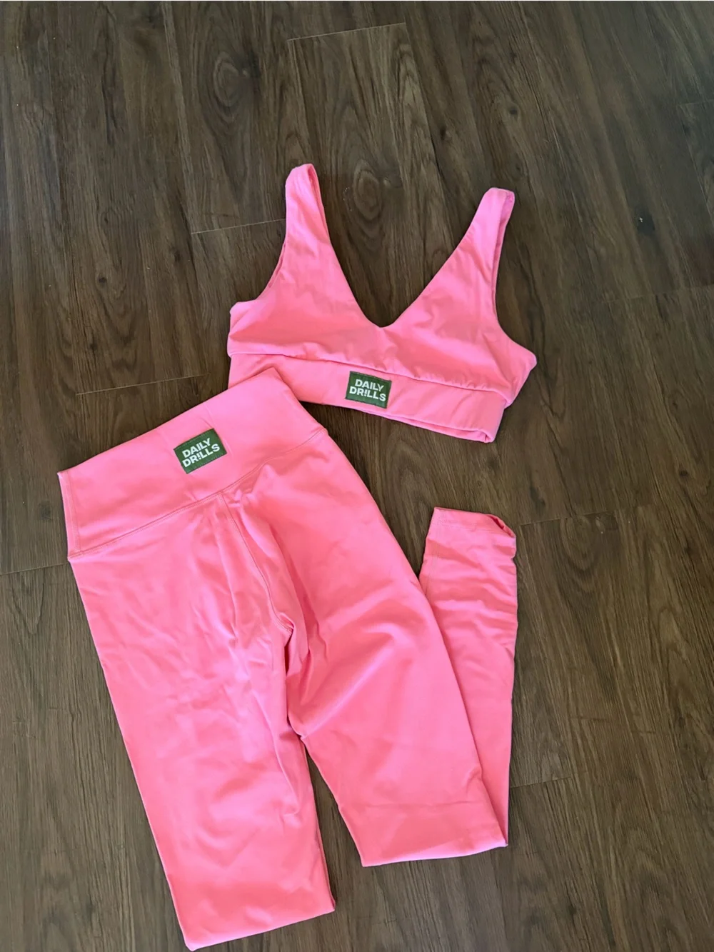 Daily Drills Pink Workout Set - Sports Bra & Leggings - Picture 1 of 2